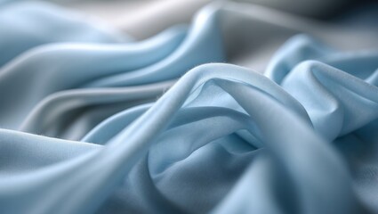Poster - Serene blue textile art featuring translucent layers and fluid, organic patterns