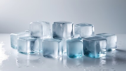 Poster - Clear ice cubes isolated against a clean background