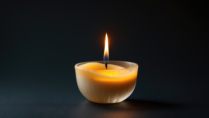 Aufkleber - Peaceful Memorial Service with a Single Candle on Black Background for Condolences