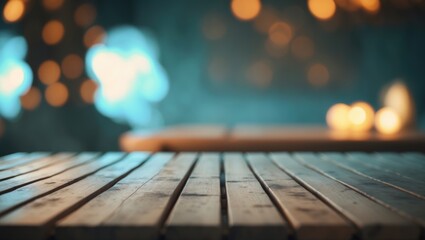 Poster - Unoccupied surface featuring a blurred house and wooden elements in a cozy indoor setting