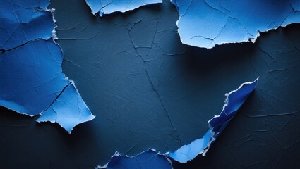 Poster - Detailed view of a ripped old blue poster with grunge texture