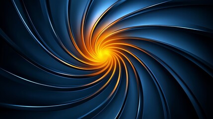 Poster - Colorful spiral design with a yellow center, featuring blue and orange hues. The spiral is intricate and eye-catching, drawing the viewer's attention to its unique and vibrant colors