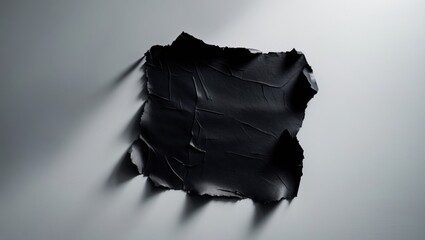 Poster - White background featuring a worn black poster on a cracked wall surface