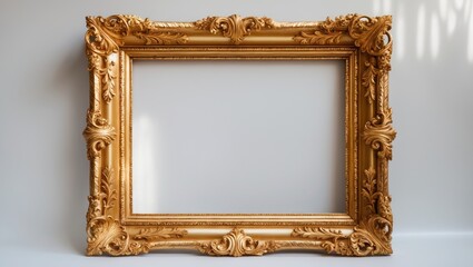 Poster - Single antique frame featuring gold and silver accents set against a blank wall