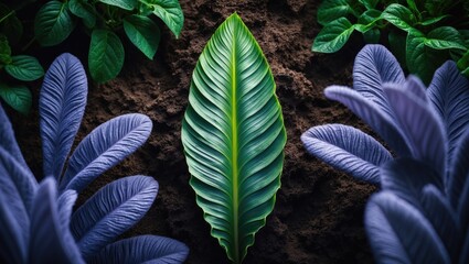 Poster - Beautiful spring setting showcasing green plants and leaves in detail