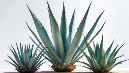 Poster - White background featuring a lone blue agave plant