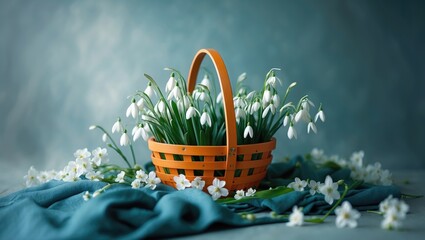 Poster - A bright basket filled with beautiful flowers, suitable for cheerful spring celebrations