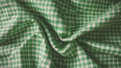 Poster - Vintage green checkered cloth texture as a kitchen backdrop for menu display.