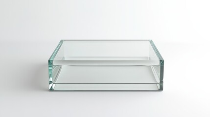 Poster - A square glass box rests elegantly on a stark white background