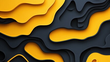Poster - Black abstract papercut grid pattern on yellow background. Geometric corporate vector design illustration , no logos, no brands