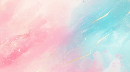 Poster - Bright colors blend together in a soft abstract pattern showcasing pink and blue hues with touches of gold. This artwork creates a calming and uplifting atmosphere overall