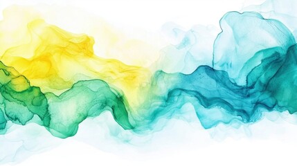 Poster - Soft, translucent waves of blue and yellow blend seamlessly, creating a serene and calming visual effect that captures the essence of fluidity and movement