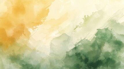 Poster - Soft shades of yellow and green swirl and blend in an abstract pattern, creating a peaceful and calming visual effect reminiscent of nature's beauty