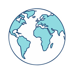 Poster - Globe earth world map vector illustration global geography continent travel outline icon design