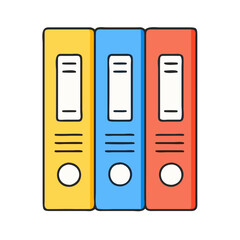 Poster - Illustrative colorful office binders filing system document organization information management concept art