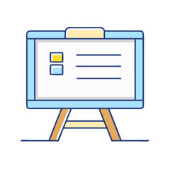 Poster - Find presentation whiteboard easel icon vector illustration for business and education use