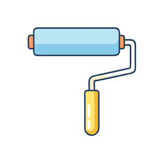Fototapete - Illustration of a blue paint roller tool for wall painting and home improvement projects icon