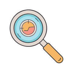 Poster - Magnifying glass analysis tool for data research and business intelligence chart review icon