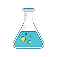 Poster - illustration of laboratory glassware conical flask with liquid for science experiment and research