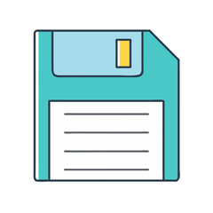 Fototapete - Vintage floppy disk vector image for data storage and retro technology design projects online