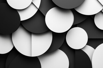 Leinwandbilder - Abstract arrangement of black and white circles on a flat surface creating a bold visual design