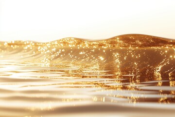 Fototapete - Golden sunlight reflects on tranquil water surface during a serene sunset near the coast, creating a peaceful and calming atmosphere