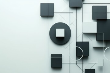 Leinwandbilder - Colorful geometric shapes in abstract design showcasing layers and depth, perfect for modern backgrounds and digital artwork