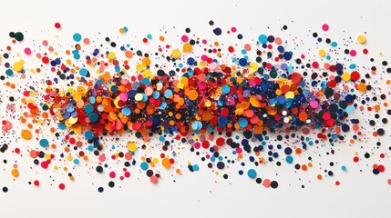 Poster - Colorful confetti spread across a white surface creating a vibrant and festive atmosphere during a celebration or event