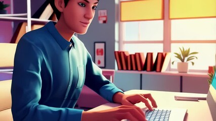 Poster - Person working on computer in home office