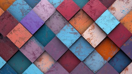 Poster - a colorful pattern of squares with a blue square in the middle