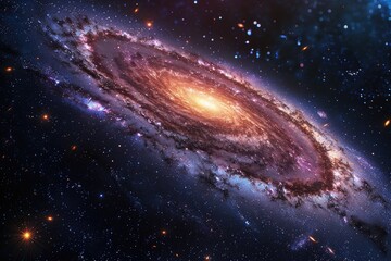 Poster - A stunning spiral galaxy with bright stars and cosmic dust