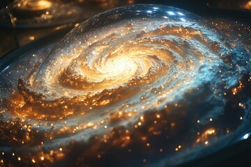 Poster - A swirling galaxy within a protective transparent spherical form