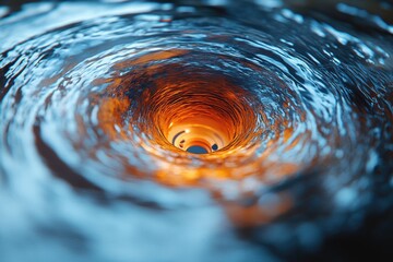 Poster - A swirling vortex of water displaying warm colors and depth