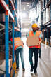 © Zamrznuti tonovi - Warehouse workers carrying cardboard boxes in logistics center