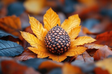 Poster - A unique decorative autumn subject on colorful fallen leaves