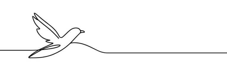 Bird on branch continuous one line drawing. Bird symbol.