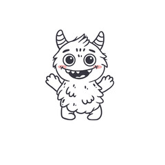 Wall Mural - cute monster isolated on white background for coloring pages, magazines. alien, cartoon character. s