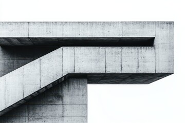 Poster - Modern architectural structure showcasing geometric design in a minimalist style, emphasizing concrete materials and clean lines during daylight