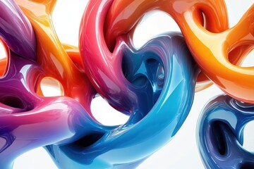Fototapete - Colorful abstract sculpture showcasing flowing forms and vibrant hues in a modern art installation illuminated by bright light