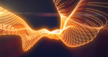 Aufkleber - radiant golden waveforms in motion, symbolizing energy flow, light, and futuristic sound vibrations