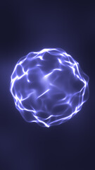 Poster - glowing abstract energy sphere composed of soft flowing light strands and digital particles on a dar