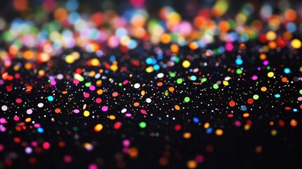 Poster - Whimsical confetti explosion on dark surface creating festive atmosphere