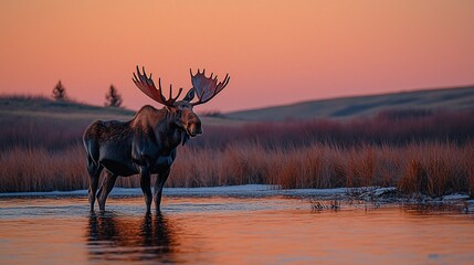 Wall Mural - majestic moose at sunrise