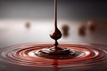 Poster - Delicious dark chocolate syrup pouring down in circles, creating a tempting dessert pattern and showcasing its rich color and smooth texture, perfect for food photography.