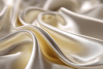 Poster - An elegant closeup of flowing satin fabric with soft, luxurious texture, featuring gentle folds and a beautiful, shimmering surface, perfect for backgrounds.