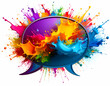 © kelek - Colorful speech bubble with vibrant paint splashes, symbolizing communication and creativity