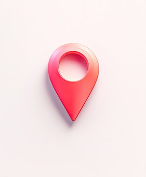 3D rendered location marker, vibrant coral hue