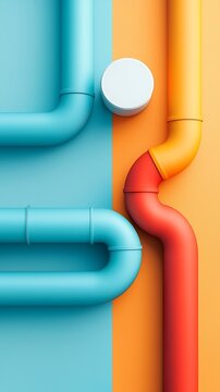Colorful Industrial Pipes Forming Intricate Network