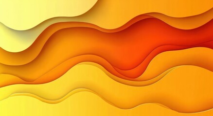 Poster - Abstract layered wavy shapes in gradient warm colors from pale yellow to deep orange creating a smooth flowing pattern