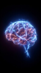Poster - Illuminated brain with energy, a concept of the human mind and knowledge